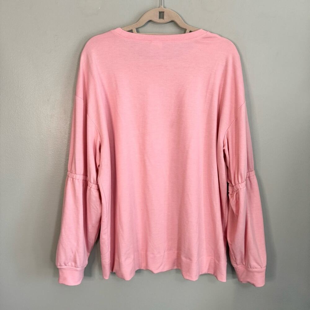 Avia Stretch Long Sleeve Pullover Round Neck Solid Basic Sweatshirt Pink XL - Picture 4 of 9